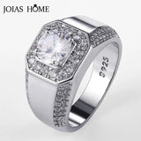 Men's Silver 925 Ring Size 8-12 AAAAA Zircon Wedding Jewelry