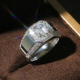 Men's Silver 925 Ring Size 8-12 AAAAA Zircon Wedding Jewelry