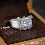 Men's Silver 925 Ring Size 8-12 AAAAA Zircon Wedding Jewelry