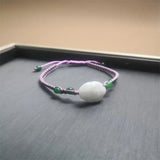 Natural Jadeite Rose Flower Knitted Bracelet 6.3 Inches