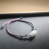 Natural Jadeite Rose Flower Knitted Bracelet 6.3 Inches