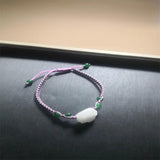 Natural Jadeite Rose Flower Knitted Bracelet 6.3 Inches
