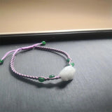 Natural Jadeite Rose Flower Knitted Bracelet 6.3 Inches