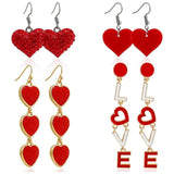 Love Earrings Red Hearts Accessories Love Letter