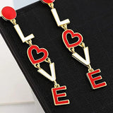 Love Earrings Red Hearts Accessories Love Letter