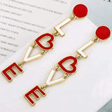 Love Earrings Red Hearts Accessories Love Letter