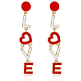 Love Earrings Red Hearts Accessories Love Letter