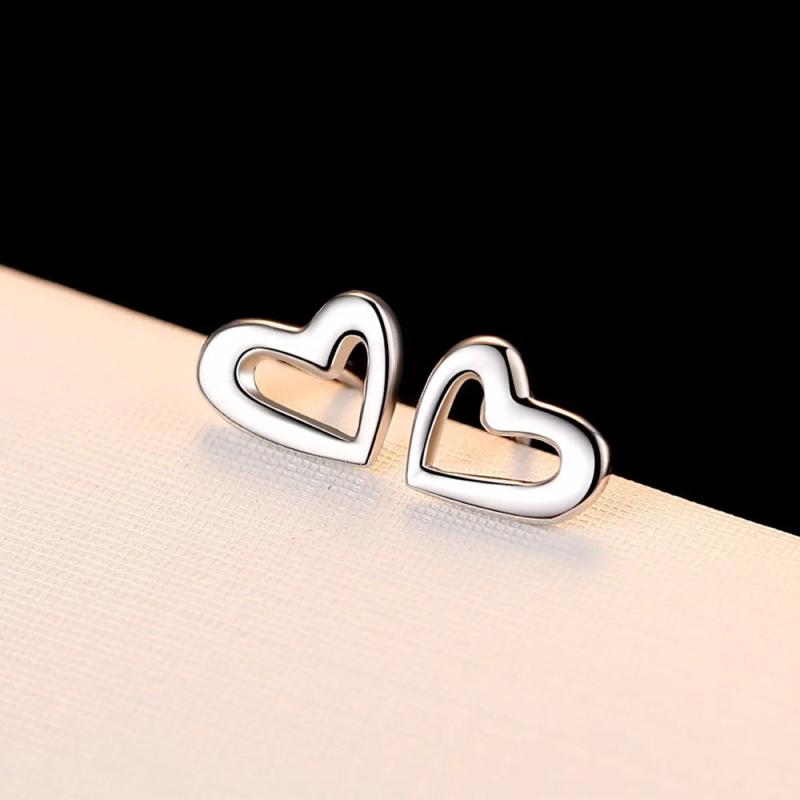 S925 Sterling Silver Ear Studs Love Happiness Silver Ear Girl Gift