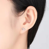 S925 Sterling Silver Ear Studs Love Happiness Silver Ear Girl Gift