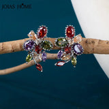 Silver 925 Zircon Earrings Mixed Gemstones Ear Clip