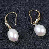 925 Silver Zircon Pearl Earring 8-9mm Drop