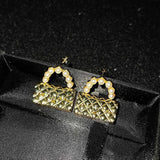 Yellow Dangle Earrings Wedding Pearl Earrings