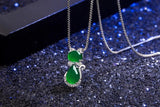 Green Jade Chalcedony Cat Agate Pendant 925 Silver Necklace Chinese Carved Charm