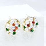 Green Natural Zircon Stud Earring Women Freshwater Pearl Jewelry