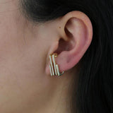Delicate 925 Sterling CZ 4 Bars Stud Earrings