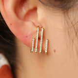 Delicate 925 Sterling CZ 4 Bars Stud Earrings
