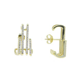 Delicate 925 Sterling CZ 4 Bars Stud Earrings