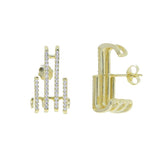 Delicate 925 Sterling CZ 4 Bars Stud Earrings