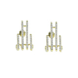 Delicate 925 Sterling CZ 4 Bars Stud Earrings