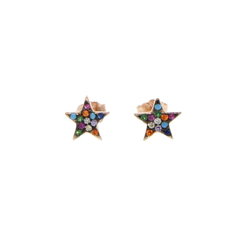 925 Silver Star Stud Rainbow CZ Earrings