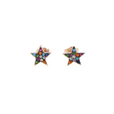 925 Silver Star Stud Rainbow CZ Earrings