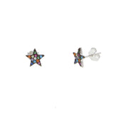 925 Silver Star Stud Rainbow CZ Earrings