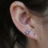 925 Silver Star Stud Rainbow CZ Earrings