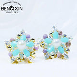 Star Earrings Piercings with Pearl Hoop Studs