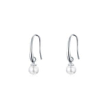 925 Silver Round Faux Pearl Drop Earrings