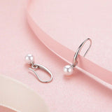 925 Silver Round Faux Pearl Drop Earrings