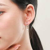925 Silver Round Faux Pearl Drop Earrings