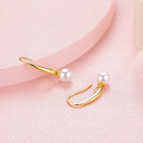 925 Silver Round Faux Pearl Drop Earrings