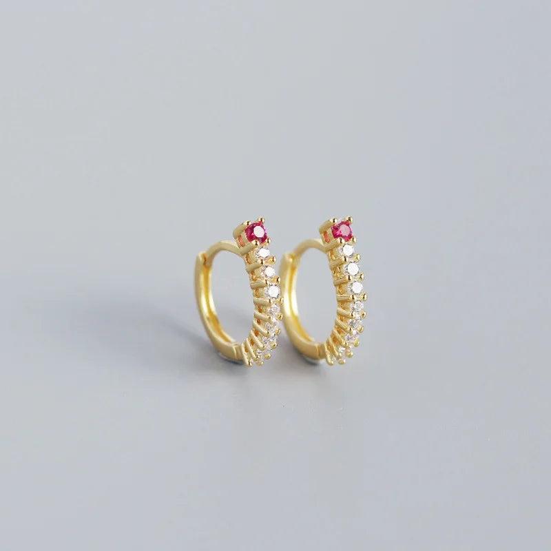 Hoop Earrings with Zircon Accent
