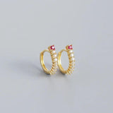 Hoop Earrings with Zircon Accent