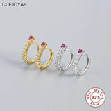 Hoop Earrings with Zircon Accent