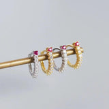 Hoop Earrings with Zircon Accent