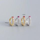 Hoop Earrings with Zircon Accent