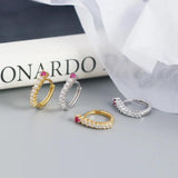 Hoop Earrings with Zircon Accent