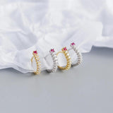 Hoop Earrings with Zircon Accent