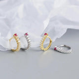 Hoop Earrings with Zircon Accent