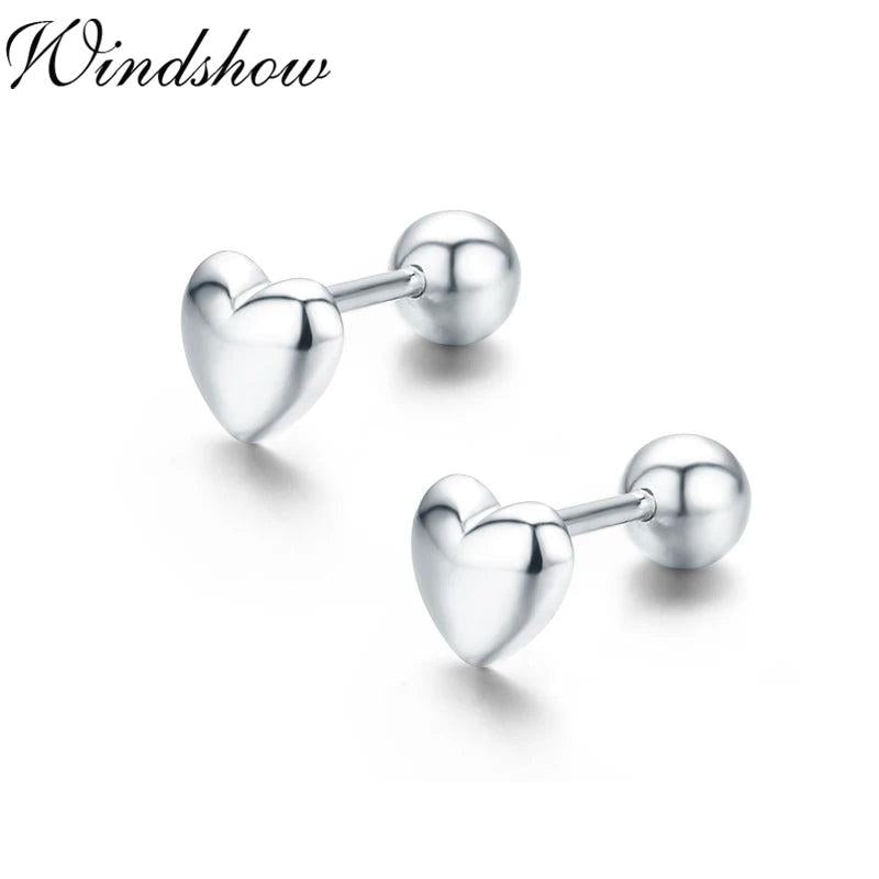 925 Silver Rose Peach Heart Stud Earrings