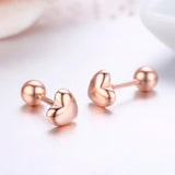 925 Silver Rose Peach Heart Stud Earrings