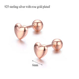 925 Silver Rose Peach Heart Stud Earrings