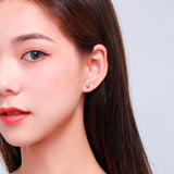925 Silver Rose Peach Heart Stud Earrings