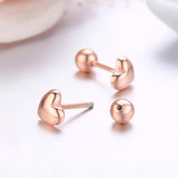 925 Silver Rose Peach Heart Stud Earrings