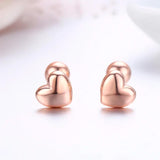 925 Silver Rose Peach Heart Stud Earrings