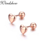 925 Silver Rose Peach Heart Stud Earrings