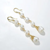 Long Tassel Pearl Drop Earrings for Women Gift