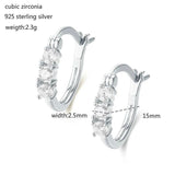 925 Sterling Silver CZ Stone Small Loop Huggie Hoop Earrings