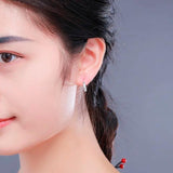 925 Sterling Silver CZ Stone Small Loop Huggie Hoop Earrings